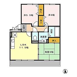 パルティール・ハイツ2 3LDKの間取図画像