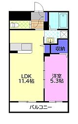 宇都宮市宝木町1丁目マンション 1LDKの間取図画像