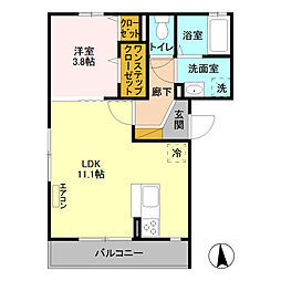 ロータス宇都宮 1LDKの間取図画像