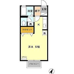ウィルモア霞C ワンルームの間取図画像