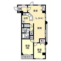 メルローズプレイス宇都宮 1階2LDKの間取り