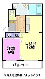 ドリームタウン三和B棟 1LDKの間取図画像
