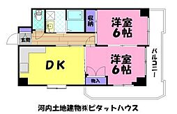 泰山ドミール海道町 2DKの間取図画像