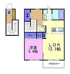 サンイーストテクノA 1LDKの間取図画像