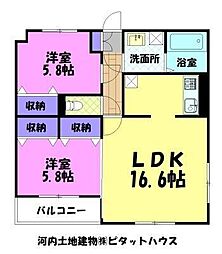 アクシア 2LDKの間取図画像