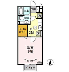 イシジンA 1Kの間取図画像