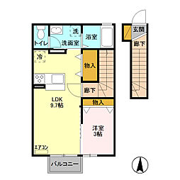 クレストコートT2 1LDKの間取図画像