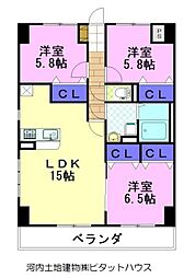 グラースリオ 3LDKの間取図画像