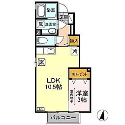 サニースクエアB 1LDKの間取図画像