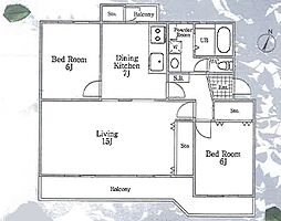 湘南長沢グリーンハイツ12-1号棟 2LDKの間取図画像