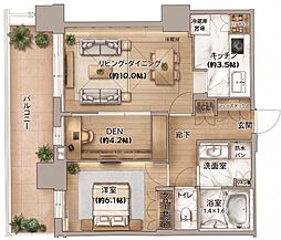 レジデンス梅田ローレルタワー 1SLDKの間取図画像