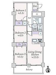 メイゾン牛込 3LDKの間取図画像