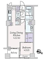 プレミスト日本橋浜町リデアル 1LDKの間取図画像
