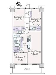 バウス川口新井宿 3LDKの間取図画像