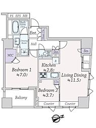 ブランズ明石町 2LDKの間取図画像