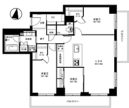 新神楽坂ハウス 3LDKの間取図画像
