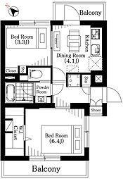 砧プリンスマンション 2DKの間取図画像