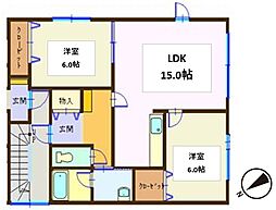 グランオーレスト1 2LDKの間取図画像