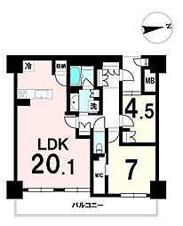 パークタワーあすと長町 2LDKの間取図画像