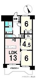 ライオンズマンション大和第2 3LDKの間取図画像
