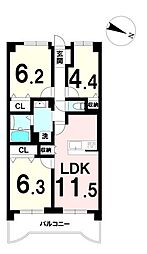 ダイアパレス五橋カルテット 3LDKの間取図画像