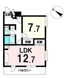 東急ドエルアルス大町 1LDKの間取図画像