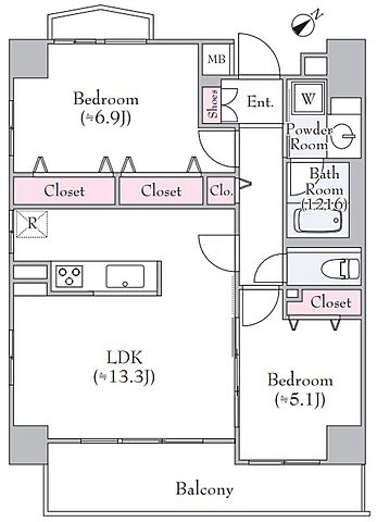 間取り 朝日シティパリオ高輪台 2階/-