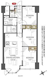 京成サンコーポ琴似台 3LDKの間取図画像