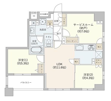 2SLDK 間取り