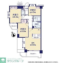 クリオ北野壱番館 3LDKの間取図画像