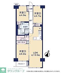 ハイツ越谷 3LDKの間取図画像