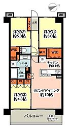 エクセレントシティ新松戸グラン 3LDKの間取図画像