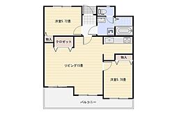 クリーンピア大元駅前 2LDKの間取図画像