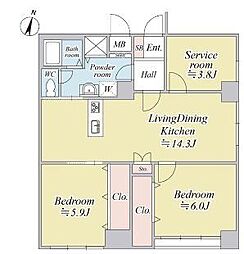 セザール月寒西 3LDKの間取図画像