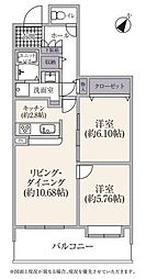 シティオ旭ケ丘 2LDKの間取図画像