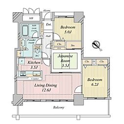 アップルタワー東京キャナルコート 3LDKの間取図画像