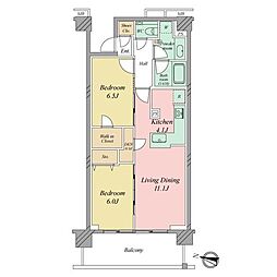 プラウド都立大学 2SLDKの間取図画像