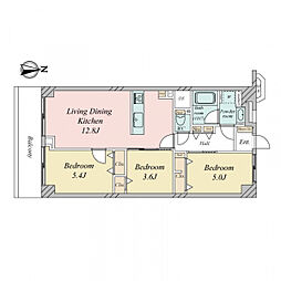 メイツ多摩川 3LDKの間取図画像