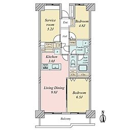 大森海岸パークハウスW棟 2SLDKの間取図画像