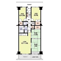天王町サンハイツA棟 4LDKの間取図画像