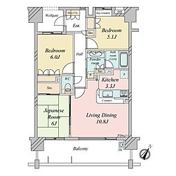 藤和シティホームズ新八柱リフィーネ 3LDKの間取図画像