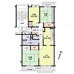グリーンコーポ中台6号棟 3LDKの間取図画像