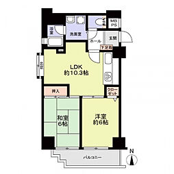 グレーシァス堀川 2LDKの間取図画像