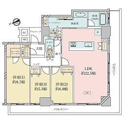 神戸ハーバータワー 3LDKの間取図画像