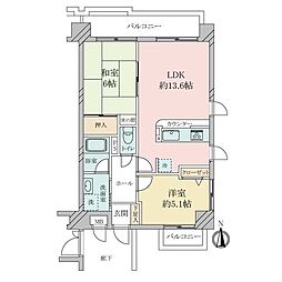 ヒースコート山手 2LDKの間取図画像