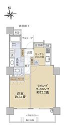 パークタワー船橋 10階1LDKの間取り