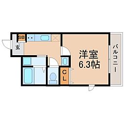 JR東海道・山陽本線 立花駅 徒歩3分の賃貸マンション 2階1Kの間取り