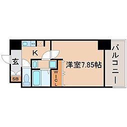 エクセルコート十間タワー 1Kの間取図画像