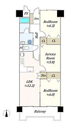 サンロードステーション白岡 2SLDKの間取図画像