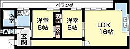 ベイカーズフィールド1 2LDKの間取図画像